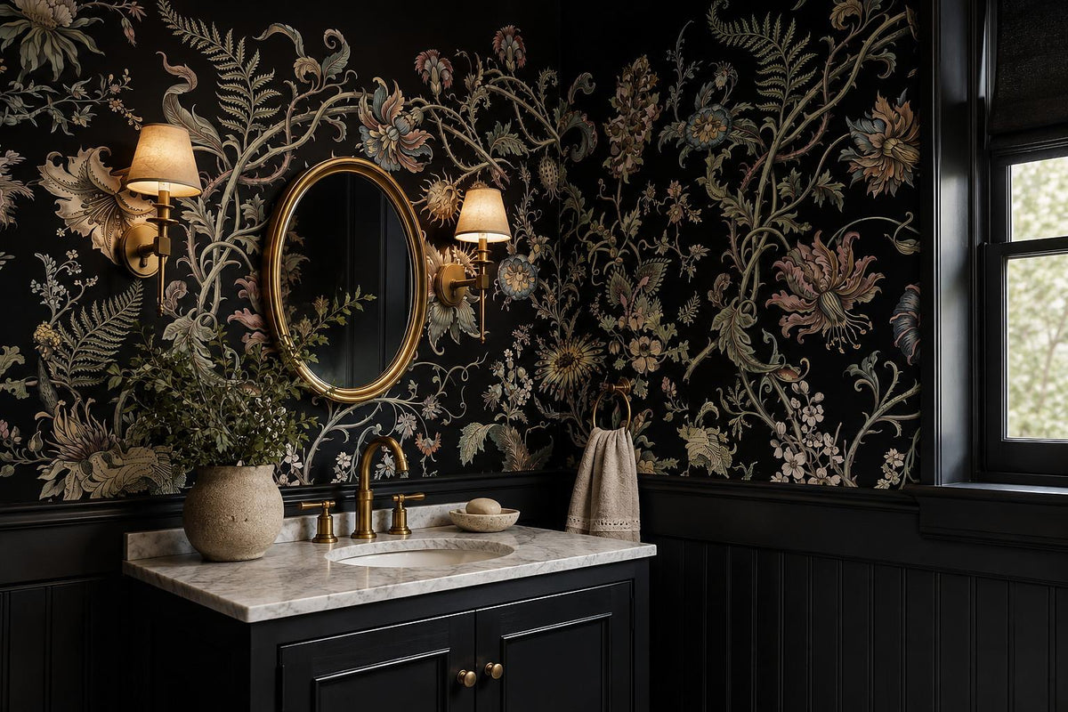 Dramatic Ornate Fantasy Flowers Wallpaper Mural - image 4