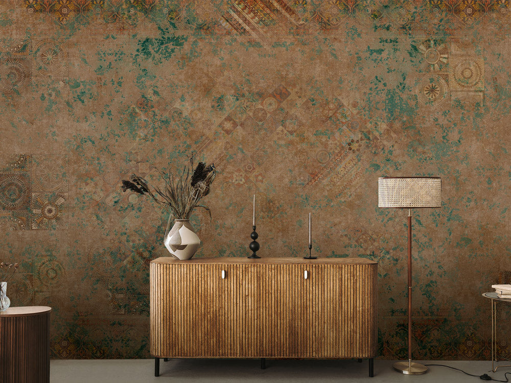 Vintage Distressed Classical Wall Wallpaper in living room