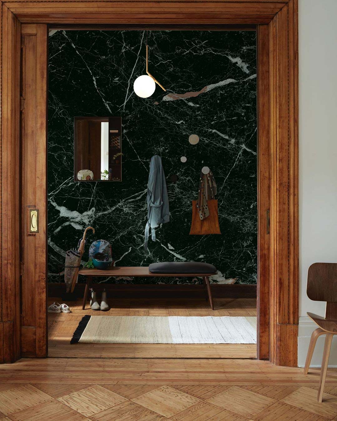 Dark Green Marble Industrial Wallpaper