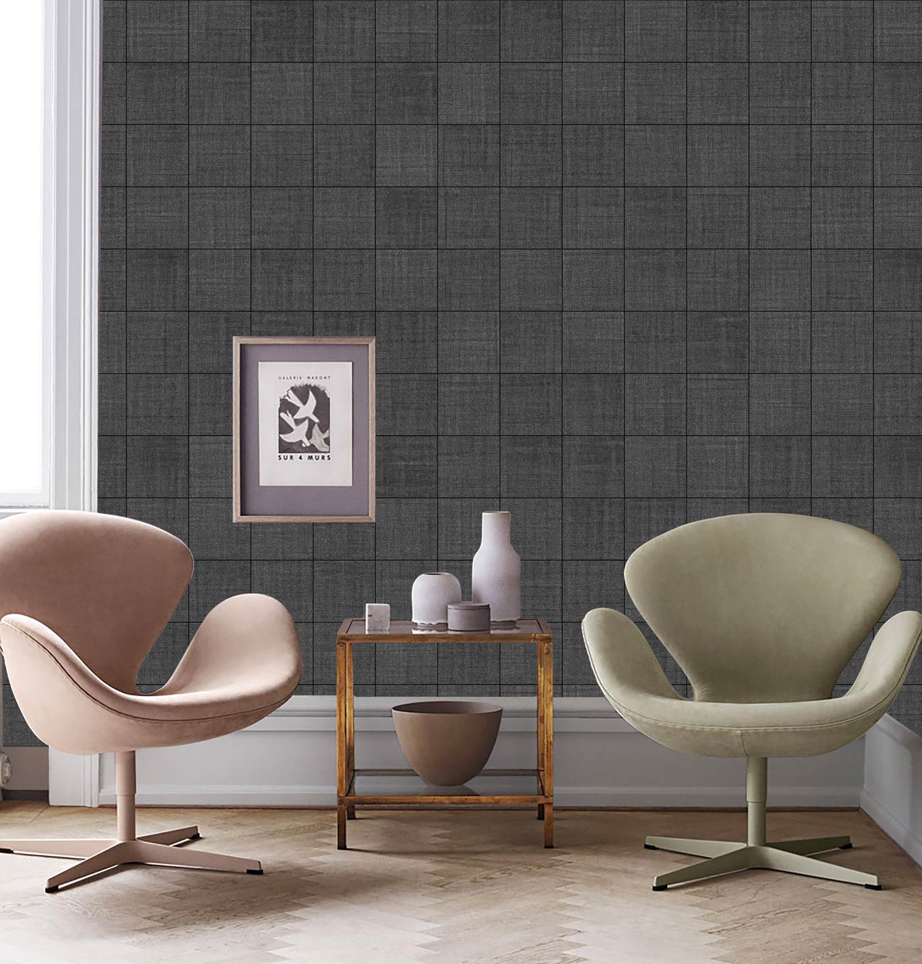 mural of a brick wall in a lounge