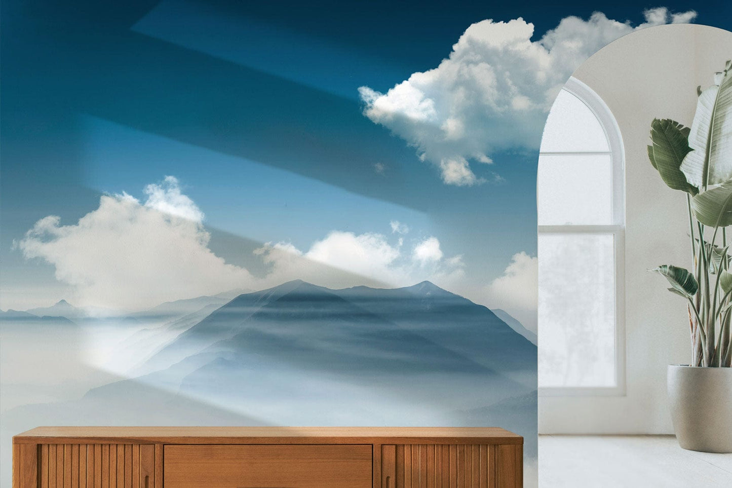Wallpaper mural with Drifting Peaks Scenery for Use as Hallway D��cor