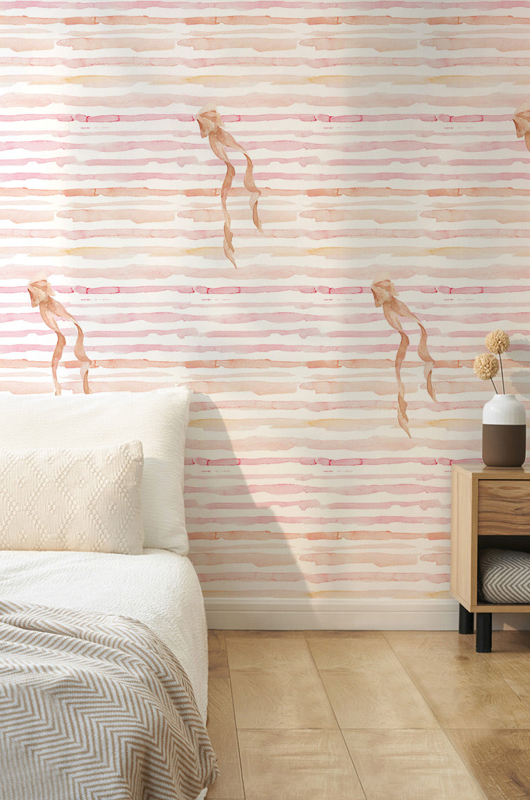Graceful Ribbons Mural Wallpaper in bedroom