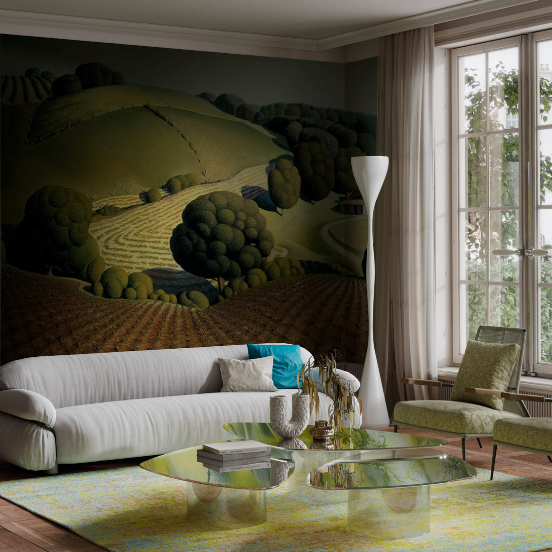 Rolling Pastoral Bliss Mural Wallpaper