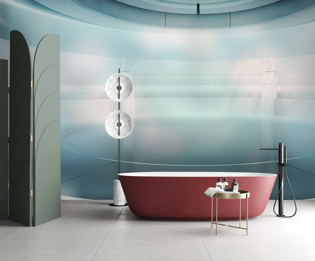 Futuristic Dome Interior Mural Wallpaper in bathroom