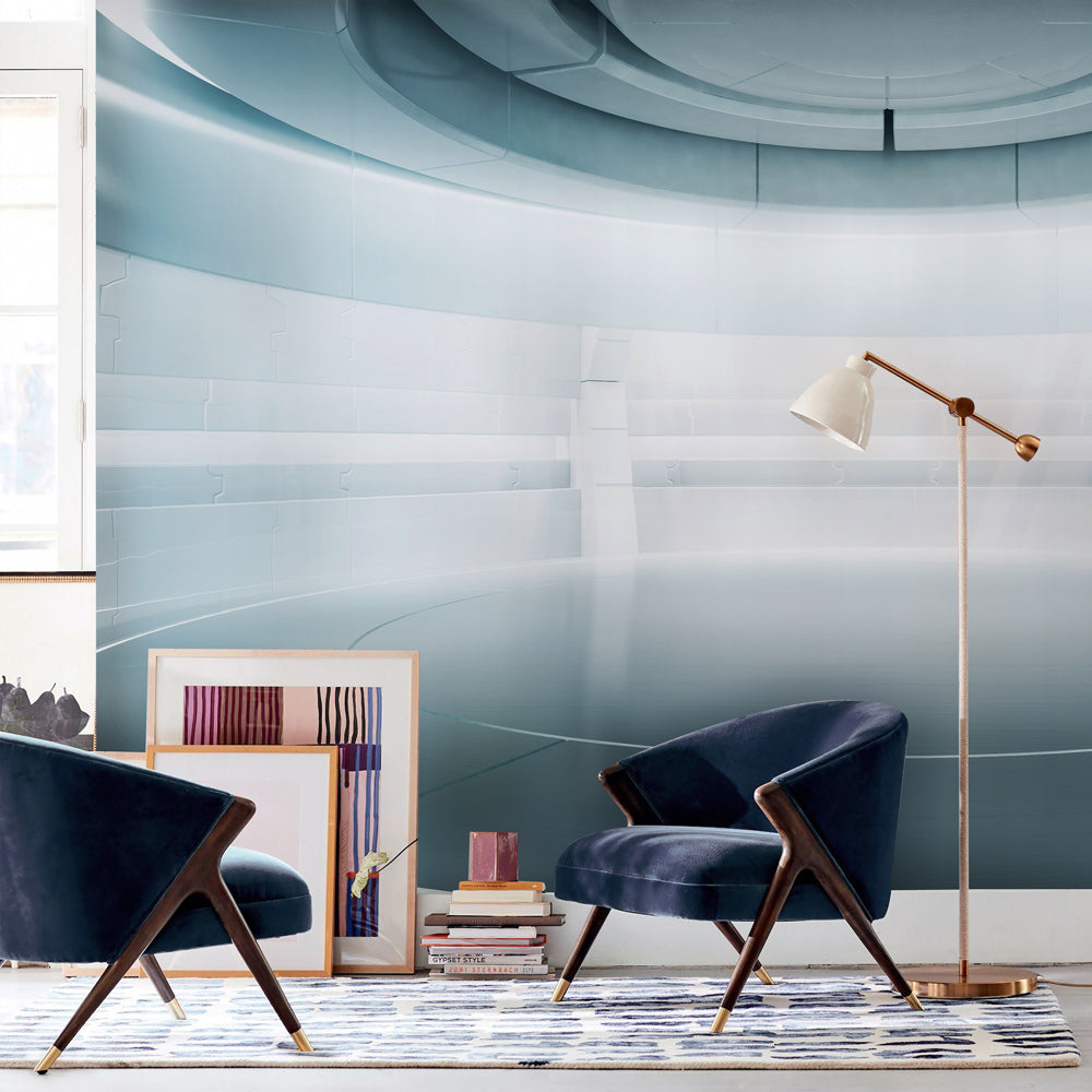 Futuristic Dome Interior Mural Wallpaper in living room