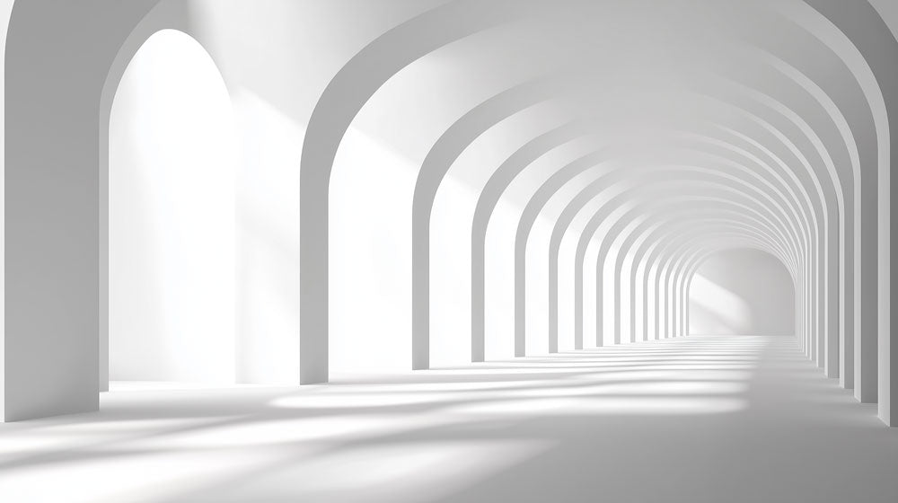 Endless White Archway Mural Wallpaper