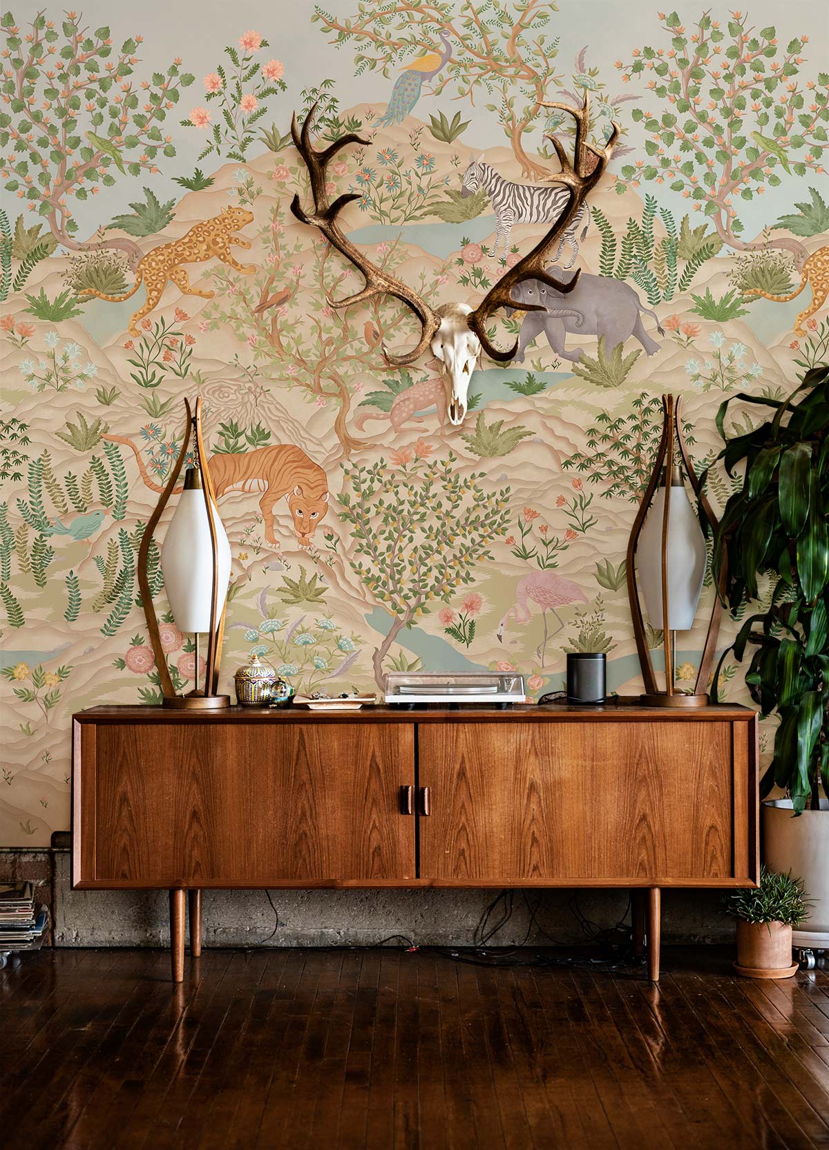 Wallpaper mural featuring energising mountains, perfect for use as a hallway decoration