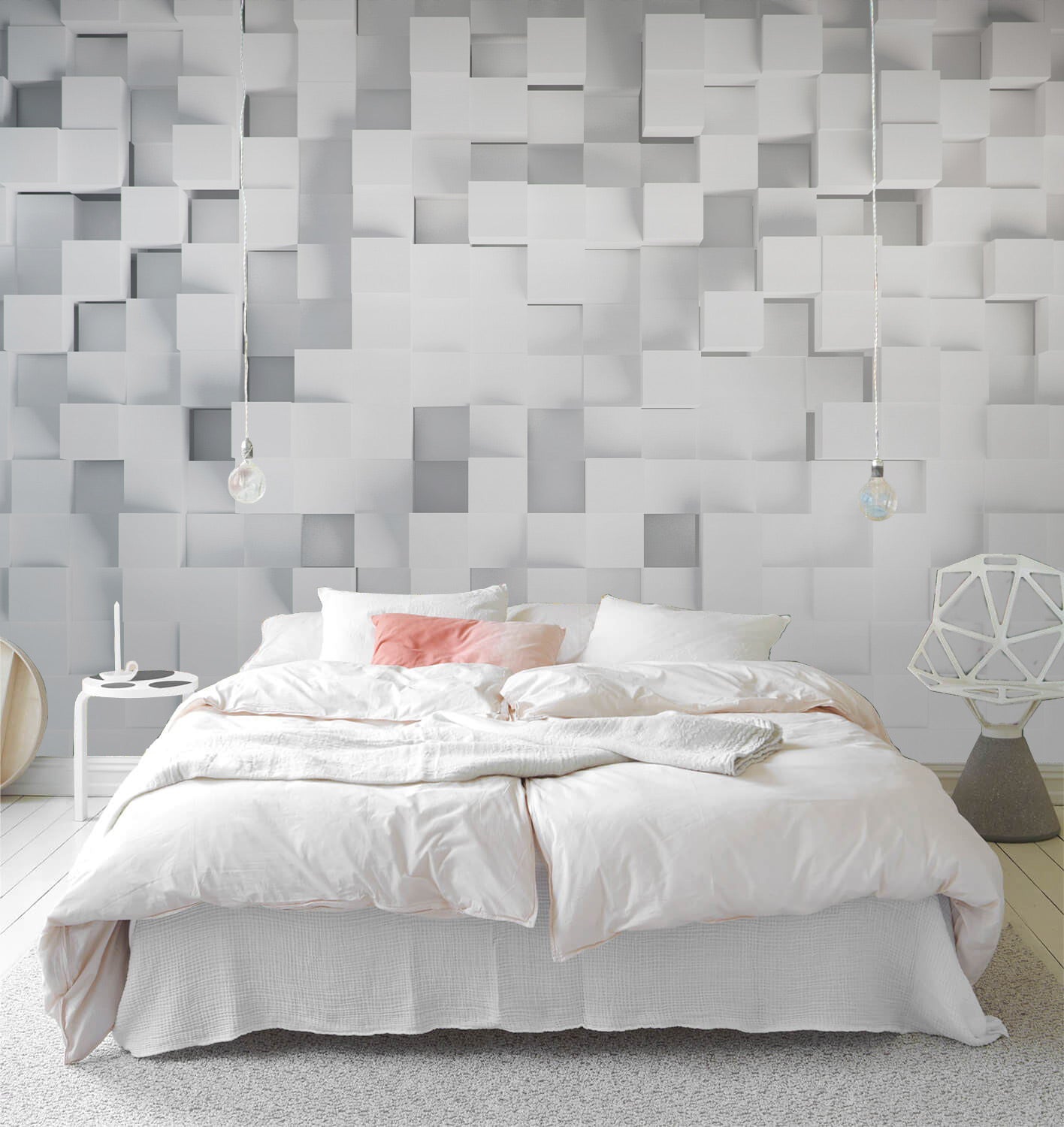 Geometric Illusion Art Mural Wallpaper in bedroom