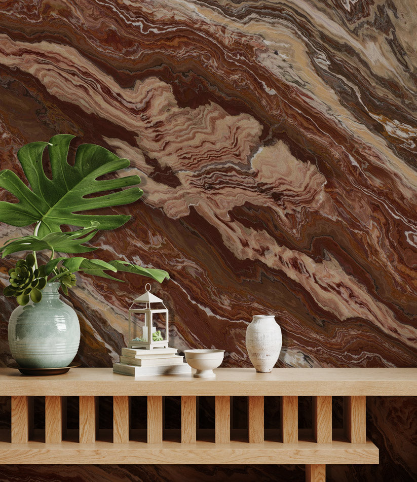 Rustic Elegance Marble Mural Wallpaper in living room