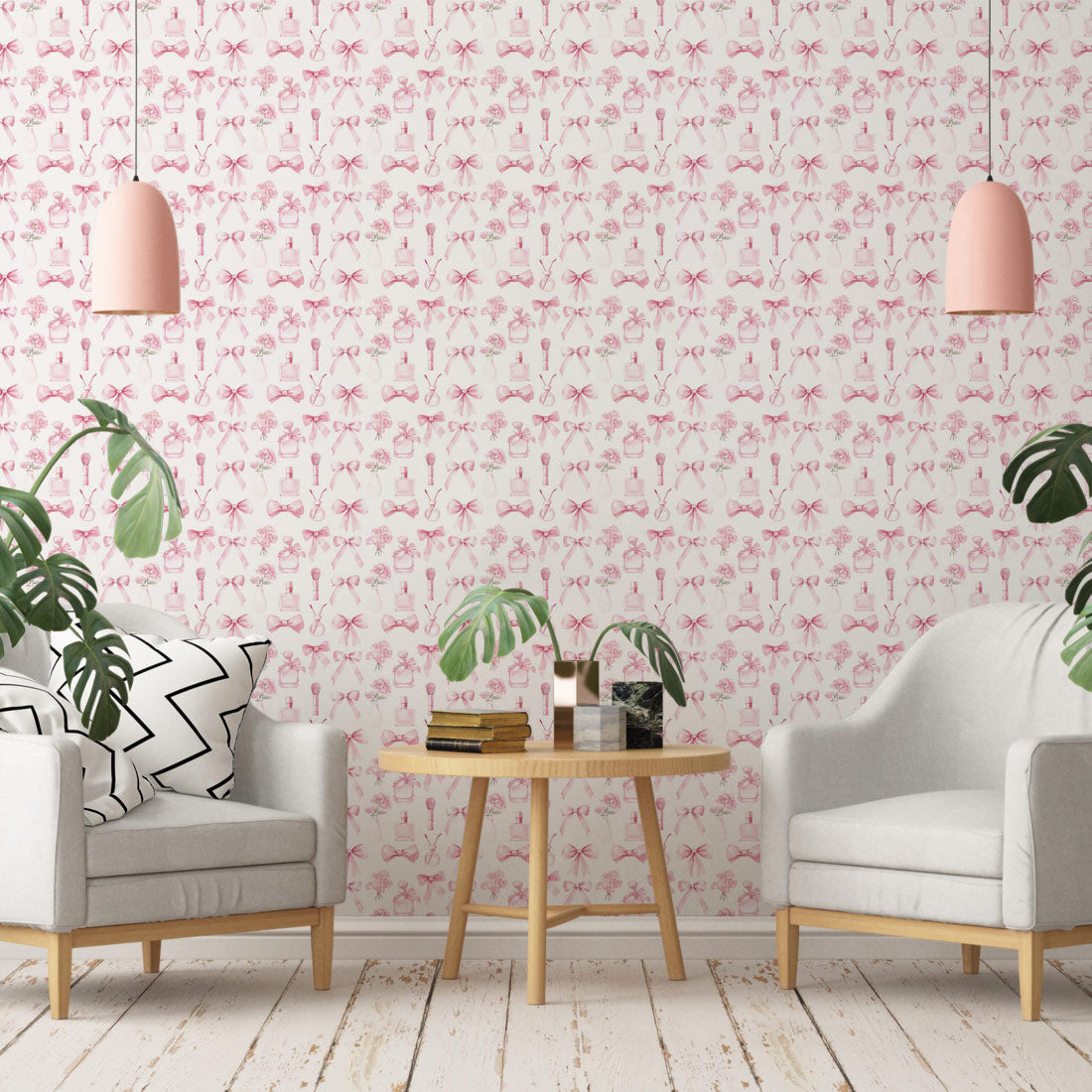 Chic Beauty Essentials Mural Wallpaper in living room