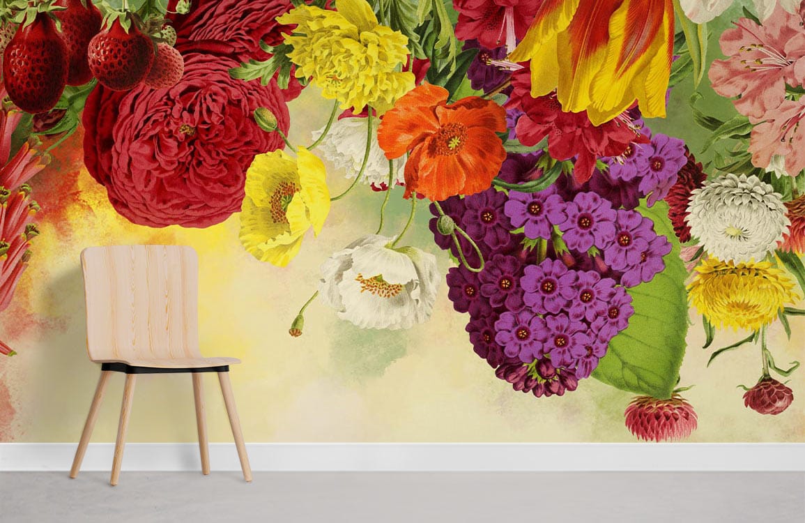 different flowers together wall mural room