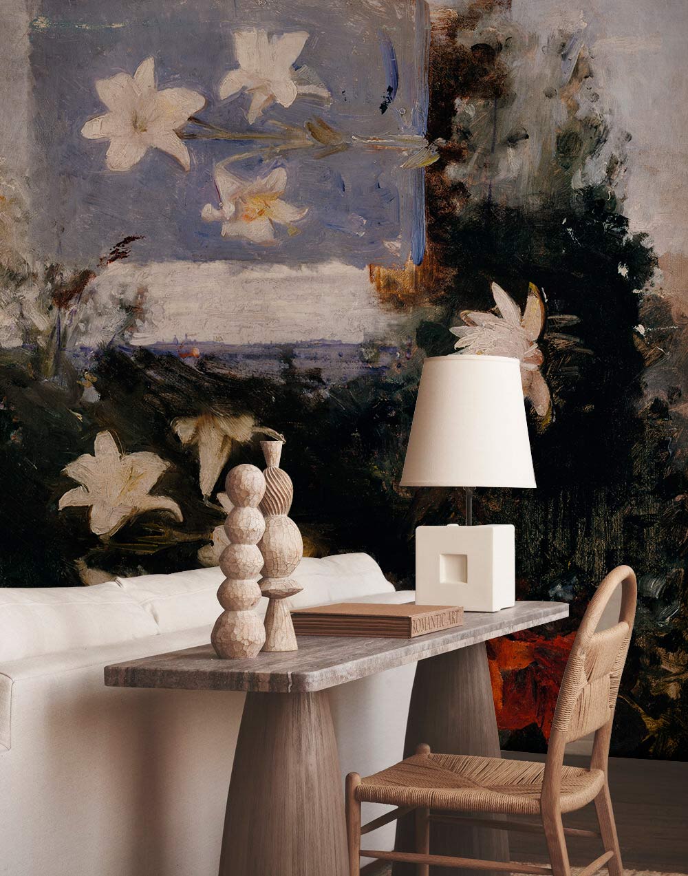 Office Wallpaper Covered with Flower Studies Mural