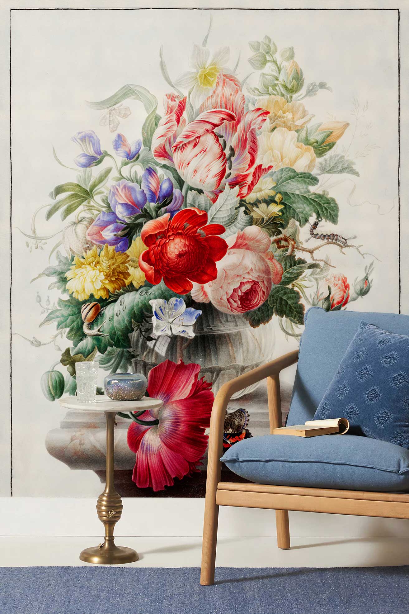 Flowers in Glass Vase Wallpaper Mural Art Design