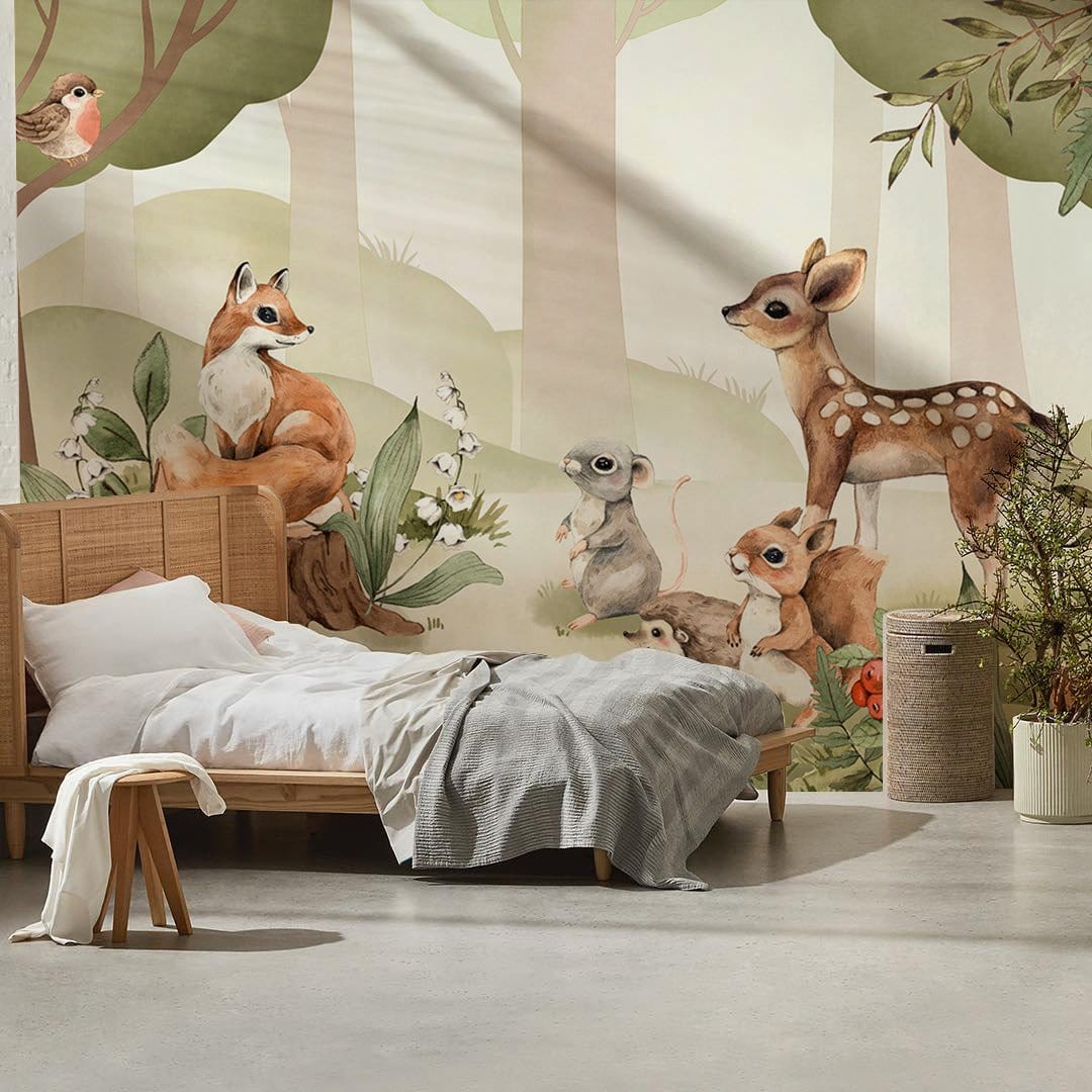 Children's Bedroom Forest Animals Wallpaper Mural