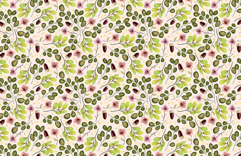 Plain Wallpaper with Plants and Filberts