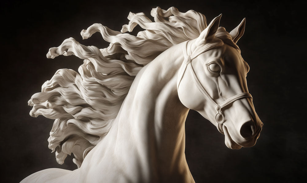 Ivory Stallion Portrait Mural Wallpaper