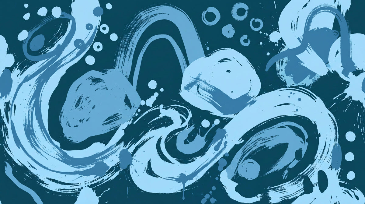Navy Blue Fluid Abstract Swirls Wallpaper Mural interior view