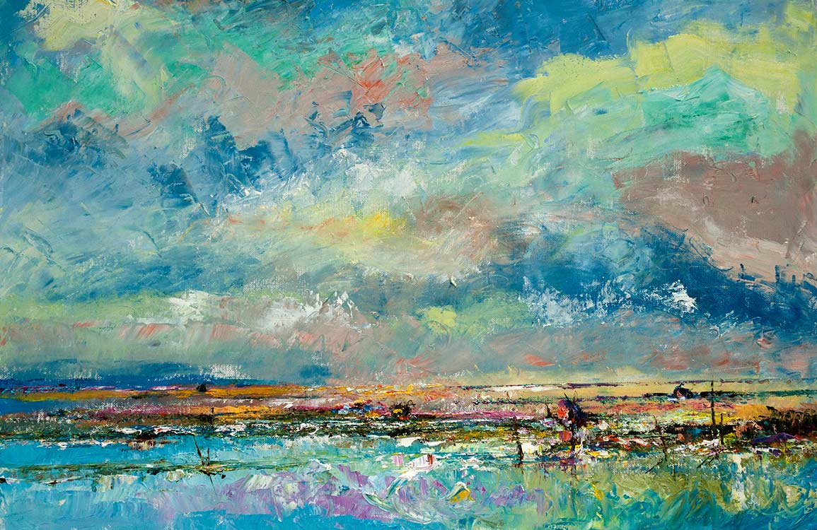 Abstract Watercolor Pink Blue Wallpaper Mural