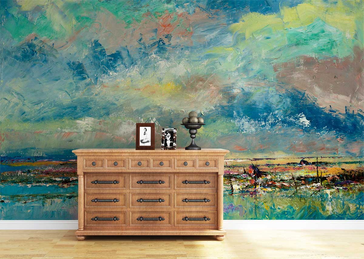 Landscape Oil Painting Custom Wallpaper Design