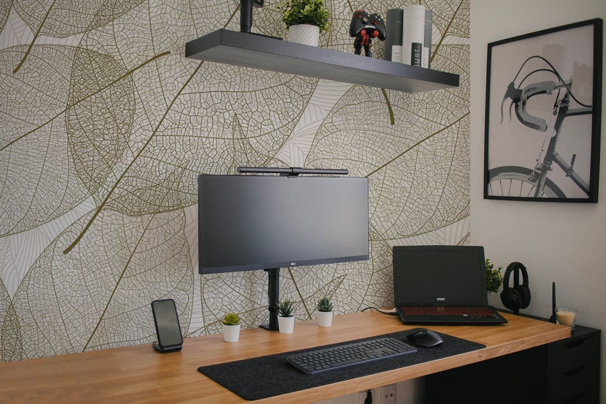 Wallpaper mural with a lot of lines for the study room