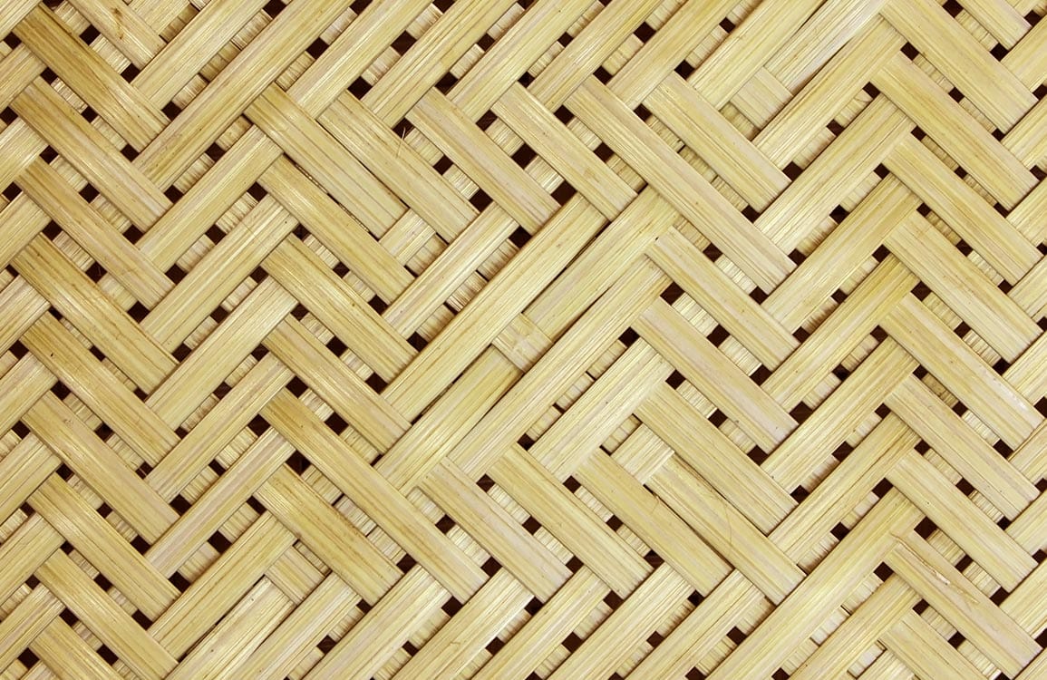 Wallpaper with a plain pastel wood pattern and a mural