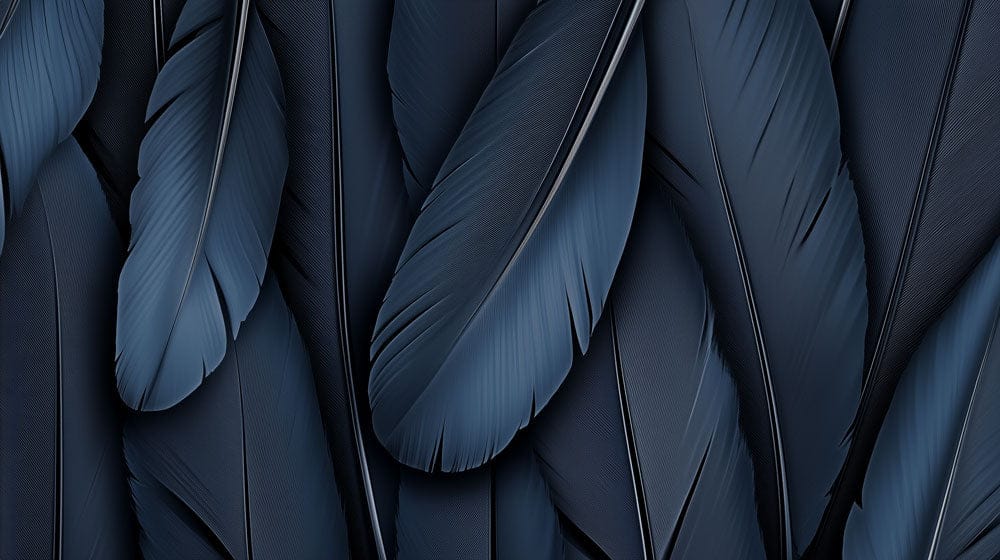 Midnight Blue Feather Mural Wallpaper