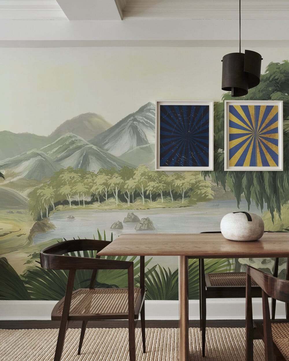 Decorating with a monkey forest wallpaper mural in the dining area