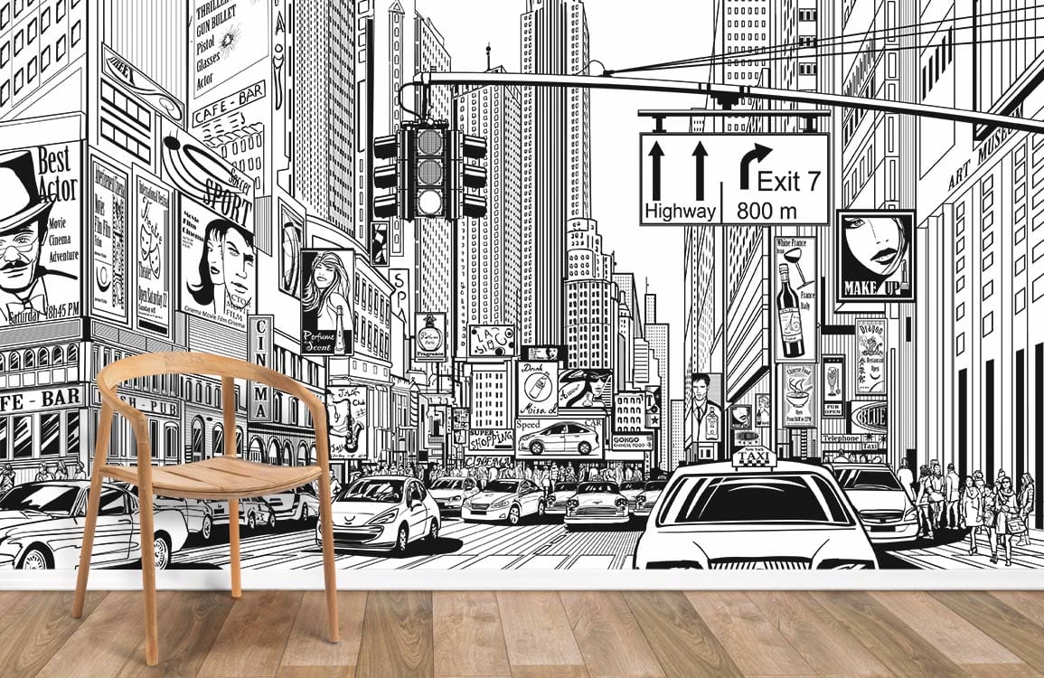 New York City Street Wallpaper Mural Room
