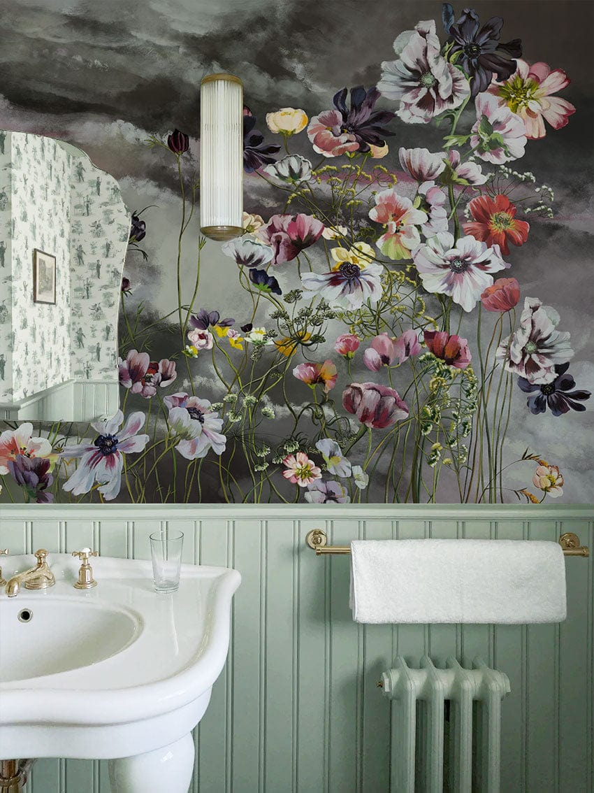 mural oil painting of flowers used as home d��cor wallpaper