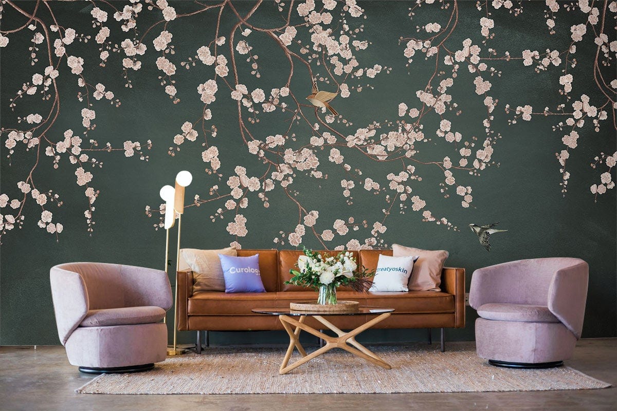 Vintage Sakura Pink Flower Wallpaper Art
