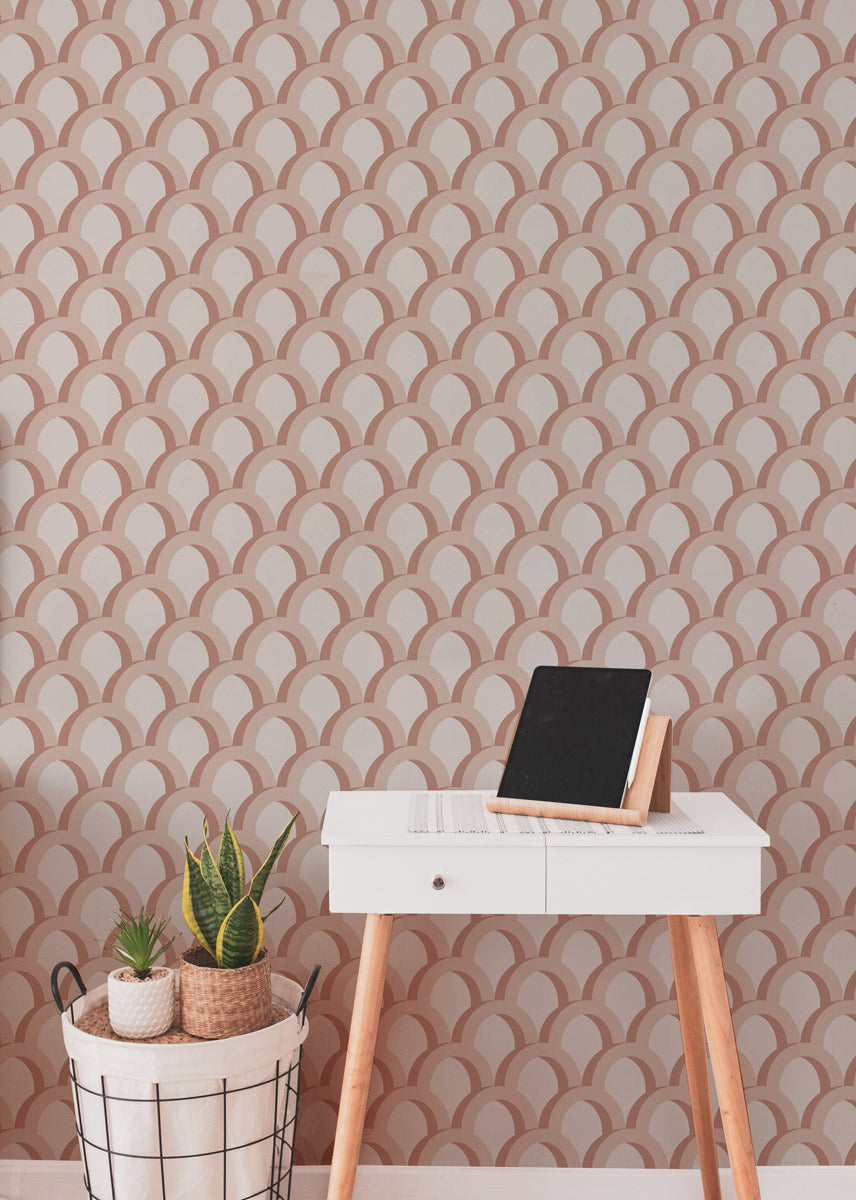Blush Archway Elegance Mural Wallpaper in office