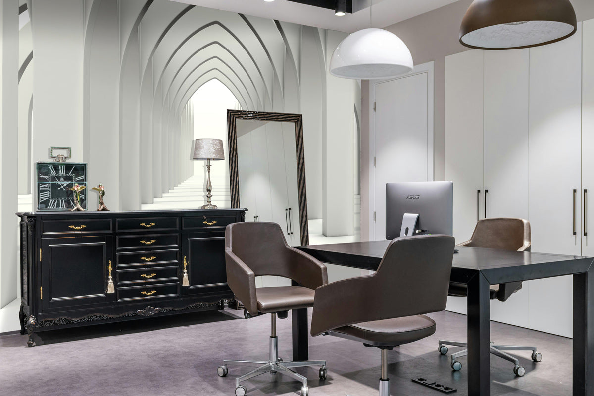Gothic Arch Serenity Mural Wallpaper in office