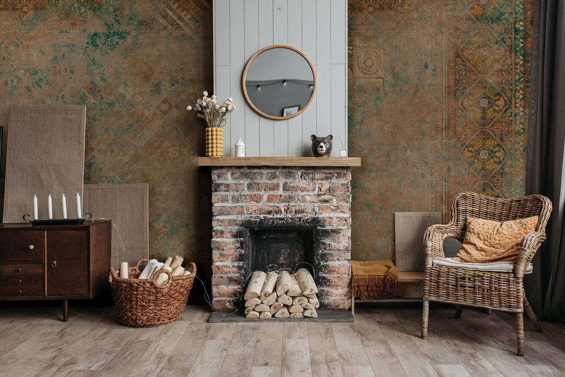 Vintage Distressed Classical Wall Wallpaper in living room