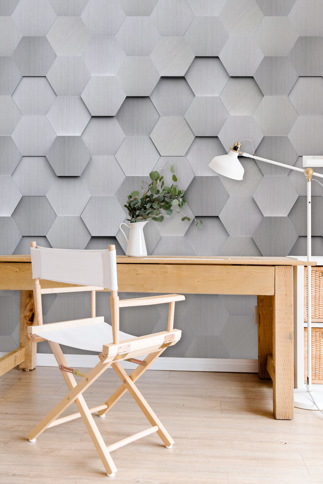 Brushed Metal Elegance Mural Wallpaper in office