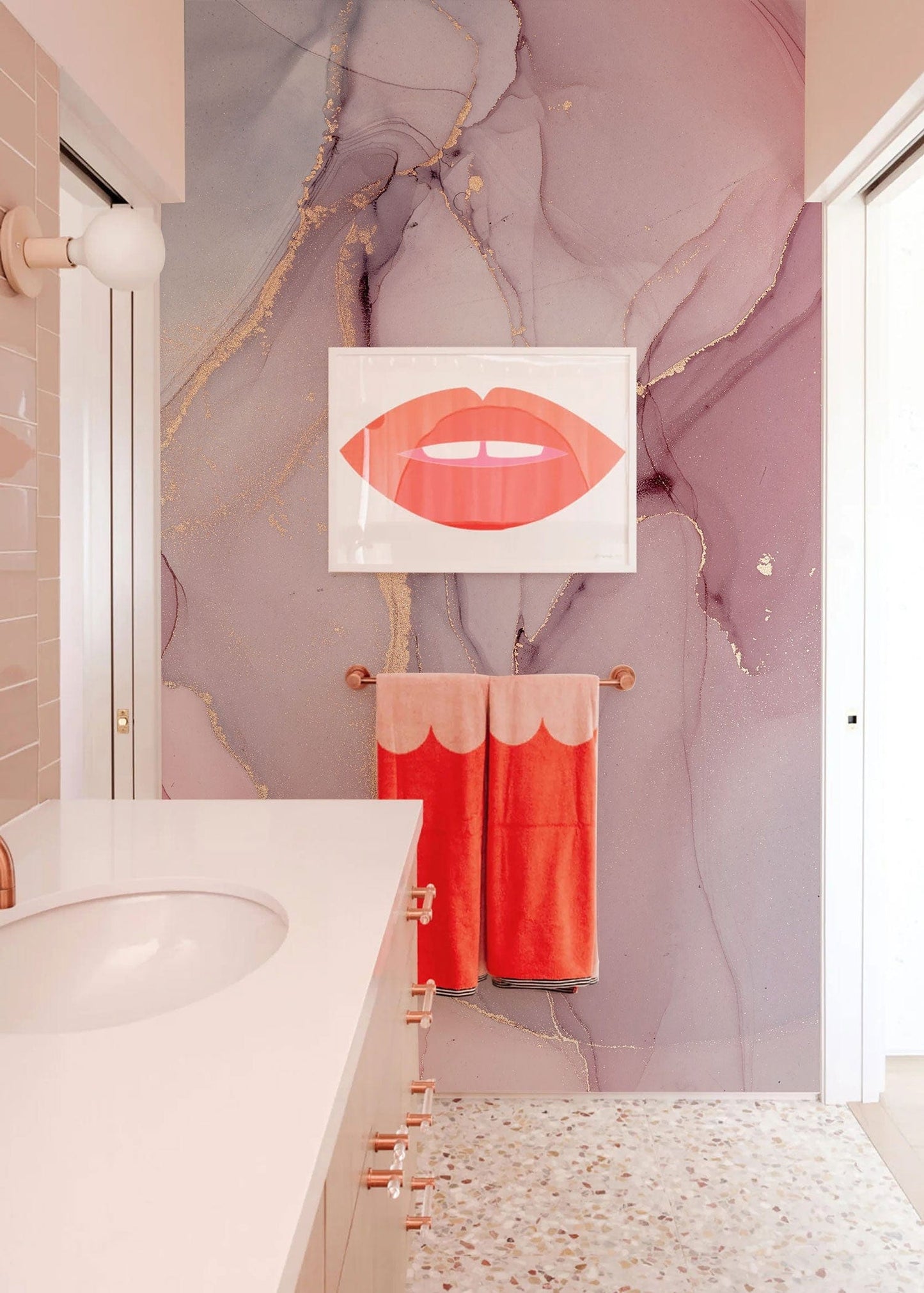 Mystic Jungle Watercolor Mural Wallpaper in bathroom