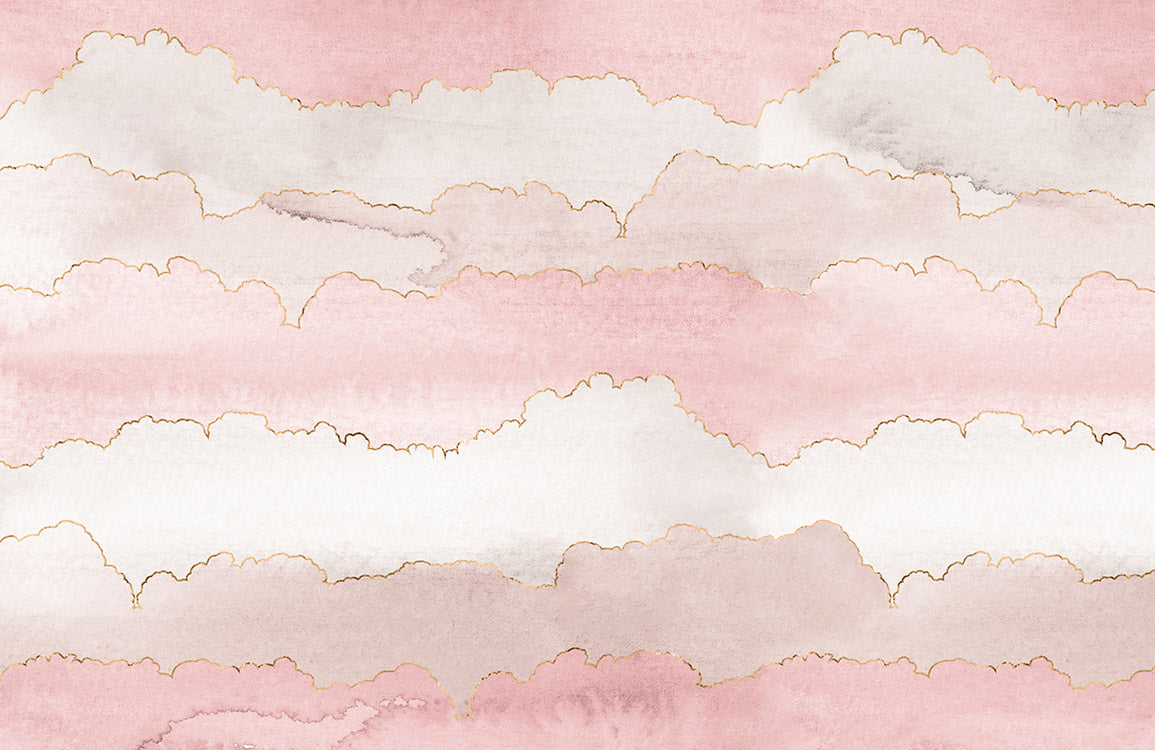 Abstract Watercolor Pink Blue Wallpaper Mural