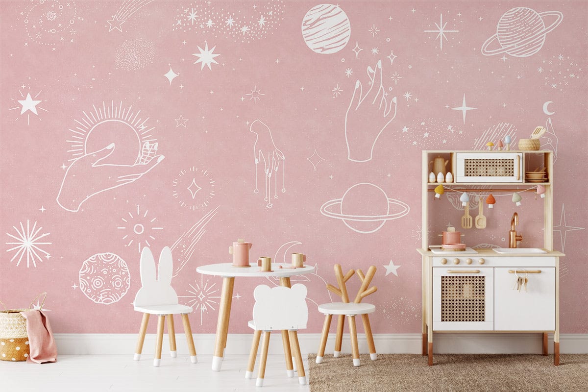 Pink Star Wallpaper Home Interior For Kid's Room