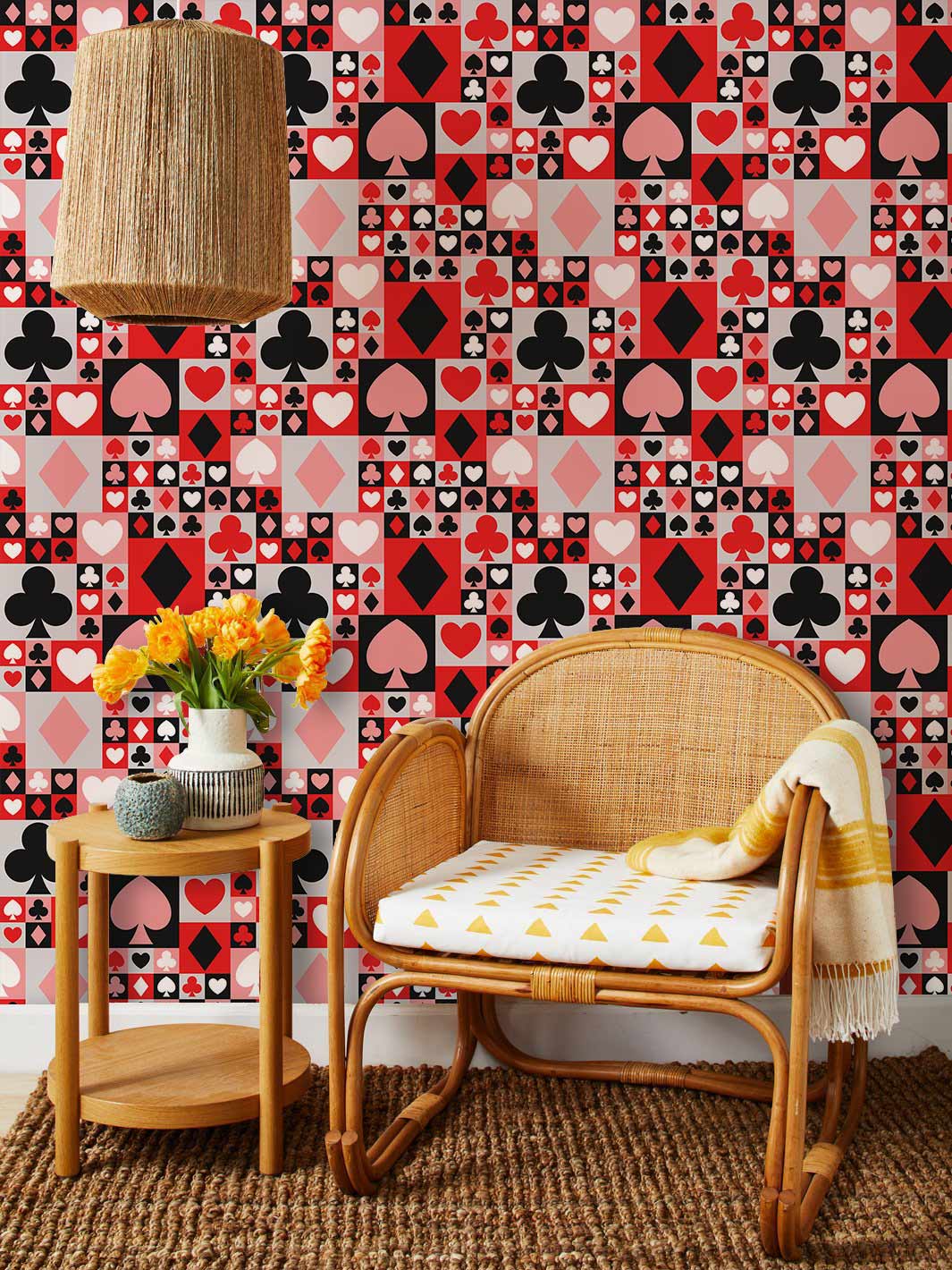 design of a poker pattern mural on a hilarious wallpaper
