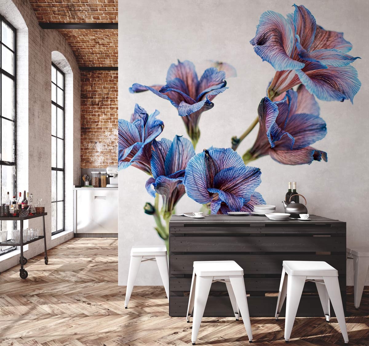 Purple Morning Glory Floral Custom Wallpaper Decoration Idea
