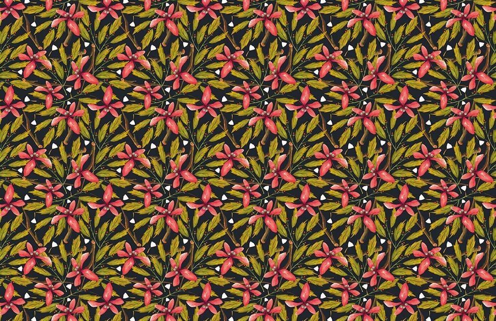 Wallpaper Mural with Petunias and Leaves for Home Decor
