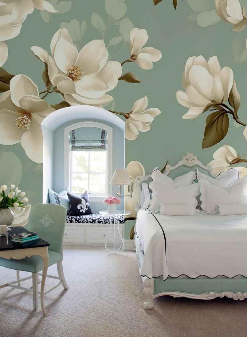 Sage Magnolia Breeze Mural Wallpaper