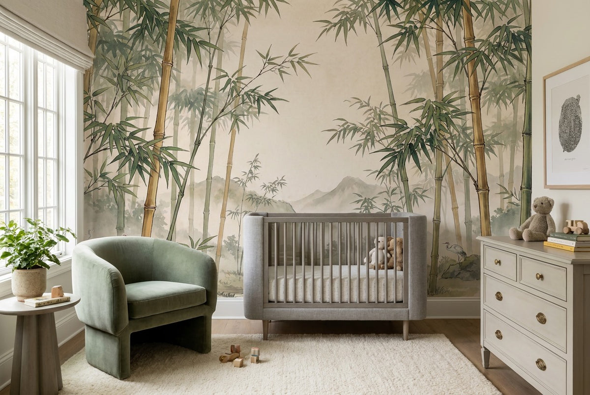 Bamboo Forest River Sage Wallpaper Mural - image 6