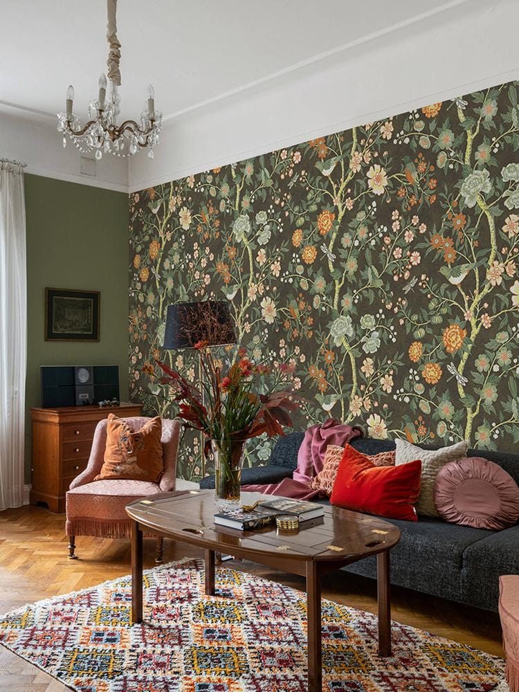 flower repeat pattern wallpaper mural decoration idea