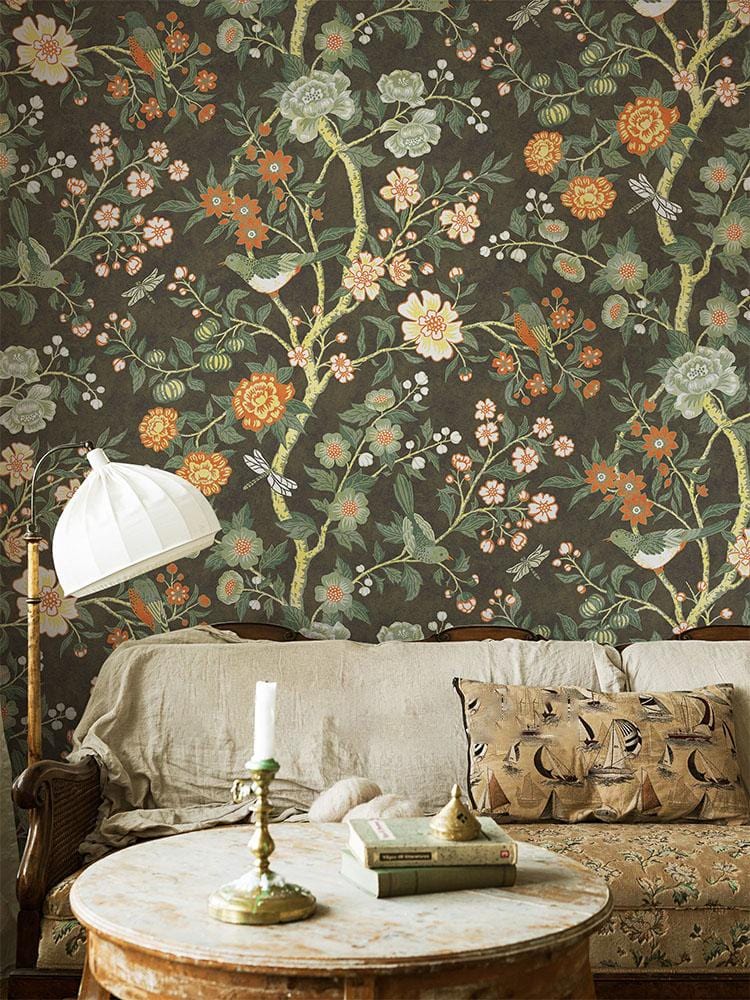 flower and vine blossom vintage wallpaper decoration design art