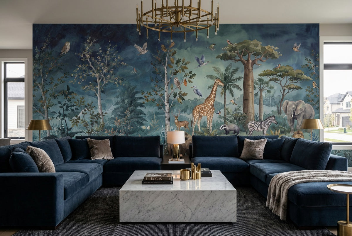 Navy Safari Wallpaper Mural view 6