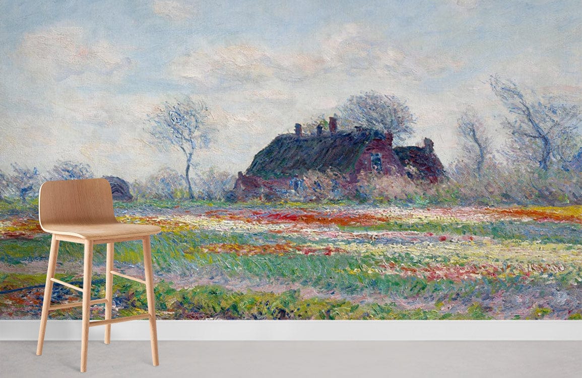 Tulips Field oil painting Mural Wallpaper for Room decor