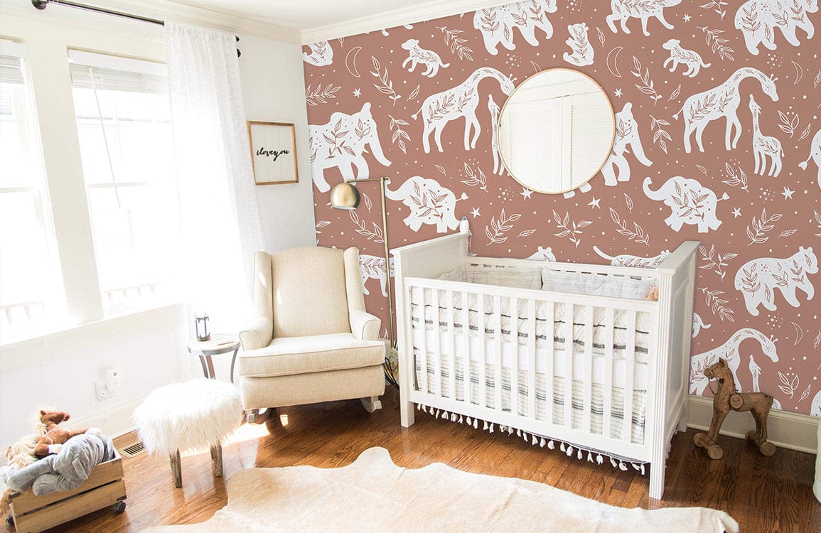 animal and leaves fantasy wallpaper mural