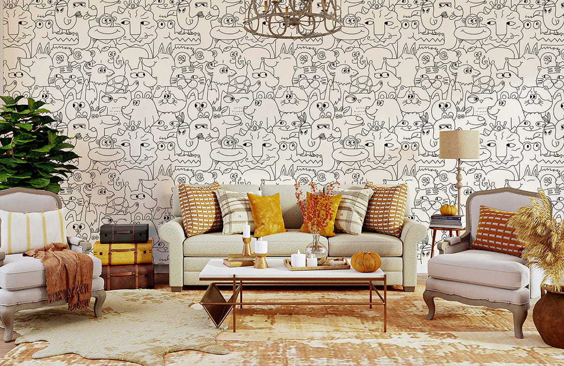 Exceptional Animal Figures Wallpaper Mural Design for the Decoration of Indoor Spaces in Homes
