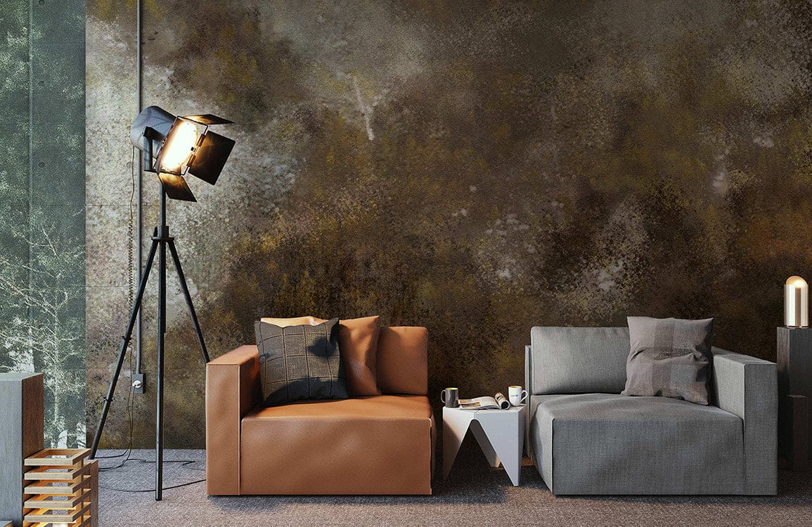 Funked Cement Wall is an industrial wallpaper mural that may be used to decorate a living room.