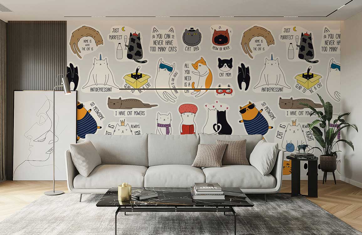 custom shaking cats animal wallpaper mural for living room